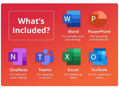 Office apps included: Word, Excel, OneNote, Outlook, PowerPoint, Access, Publisher, Teams.