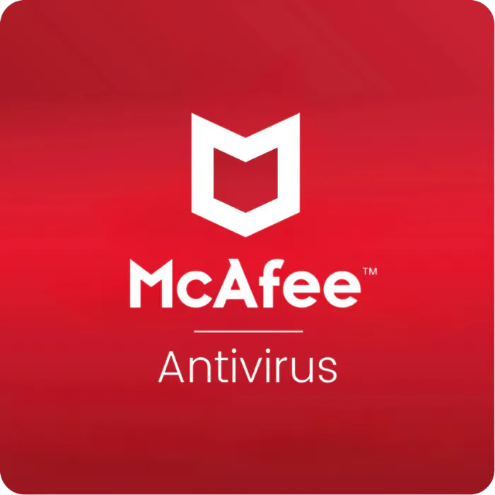 McAfee Internet Security 2025 box art showing antivirus protection for up to ten devices