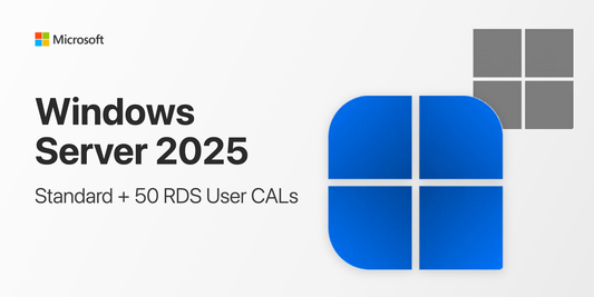 Microsoft Windows Server 2025 Standard with 50 RDS user CALs complete bundle artwork
