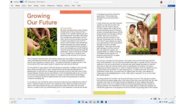 Microsoft Word document layout with images and text design